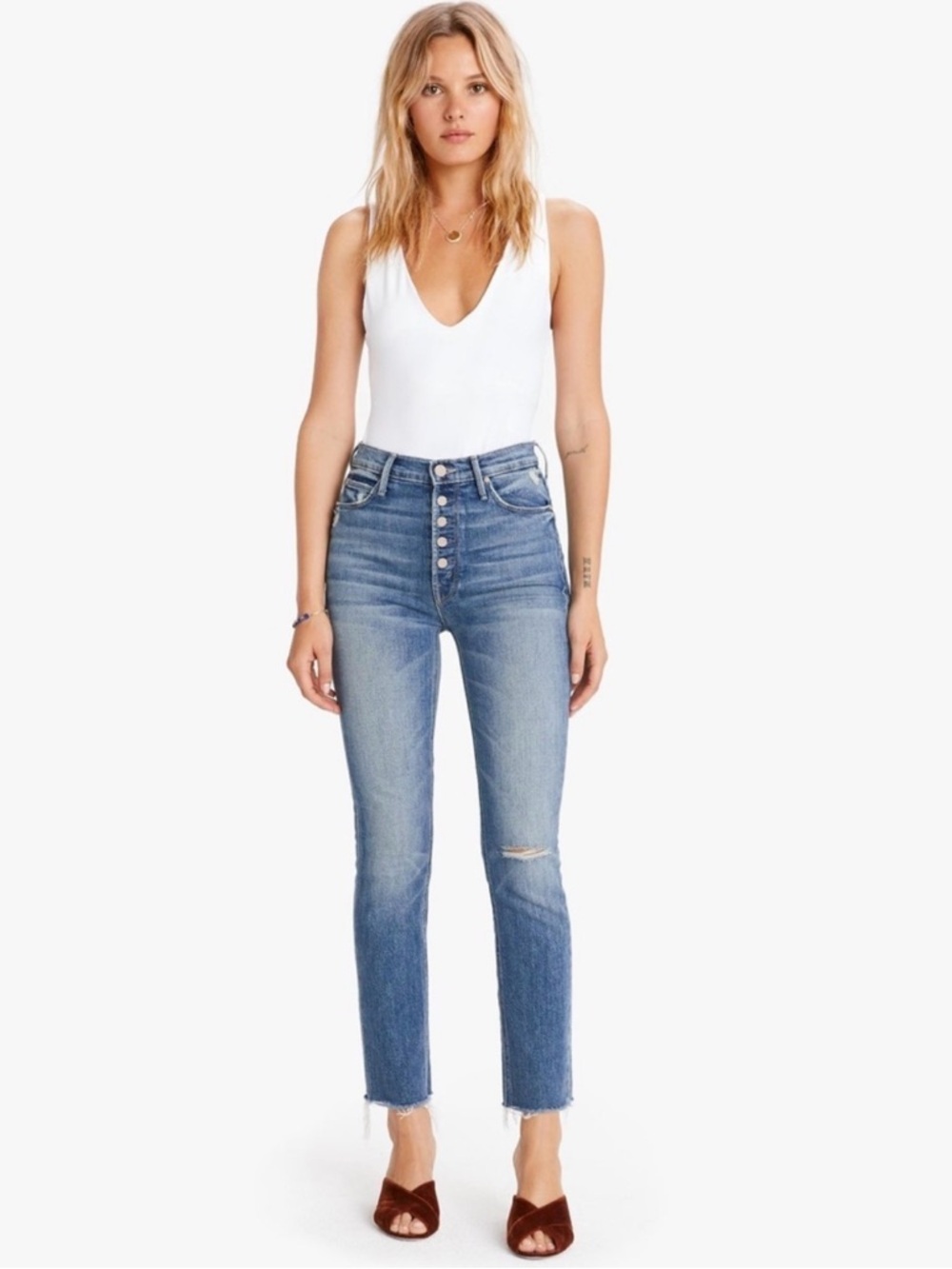7 For All Mankind Luxe Vintage Button Fly Ultra High Rise Slim Kick Jeans